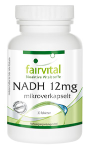 NADH 12mg - Fairvital NADH ist mikroverkapselt, wodurch Magensäureresistenz und ein unbeschadetes Angelangen im Dünndarm gewährleistet wird.