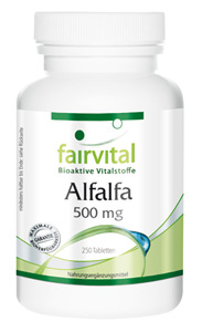 Alfalfa 500mg - Alfalfa spricht das Säuren-Basen-Gleichgewicht an, den Wasserhaushalt und den Cholesterinspiegel.