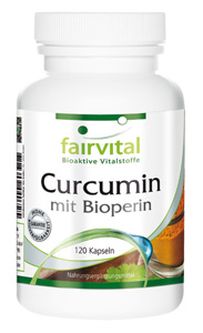 Curcumin mit Bioperin - Curcuma ist außerdem eine Pflanze, die in der Ayurvedischen Gesundheitskunde in Indien seit tausenden Jahren zur Verdauungsförderung verwendet wird. Dieses magenfreundliche Produkt kann Darmperistaltik und Fettverdauung ansprechen.